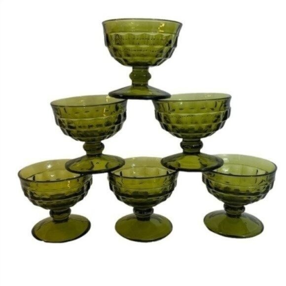 Vintage Champagne Sherbet Whitehall Green (Avocado) by COLONY set of 6